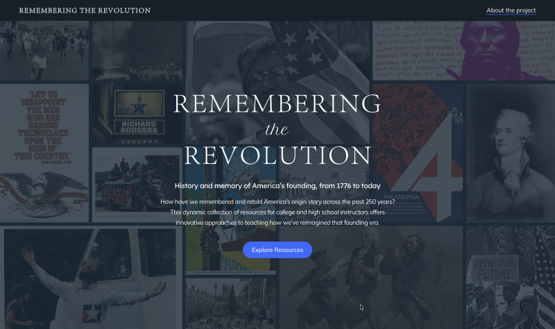 Historic images of early American history in a collage with text overlay.